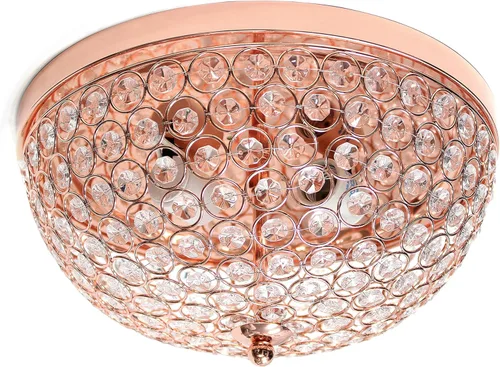 Miniatura 10 de Elegant Designs FM1000-CHR Elipse Crystal - Accesorio de montaje empotrado de techo en forma de cuenco de metal moderno de 13 pulgadas, cromado Cromo