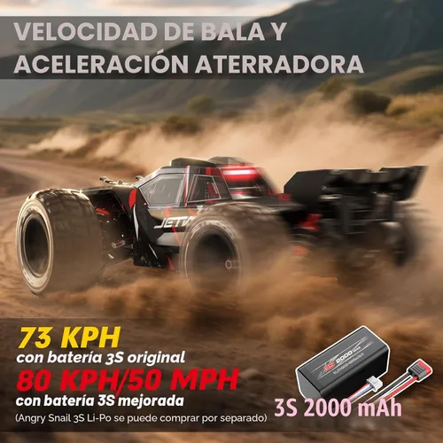 Miniatura 2 de JETWOOD Coche RC eléctrico sin escobillas de 1/14 50 mph para adultos, JC14EP V3, auto de control remoto súper rápido todo terreno, camiones RC