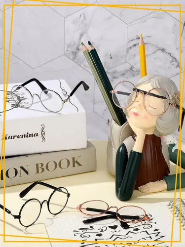 Miniatura 6 de Mini gafas de muñeca con borde de alambre de metal, lentes de tela transparente, lentes de vestir para muñecas, gafas de sol clásicas retro