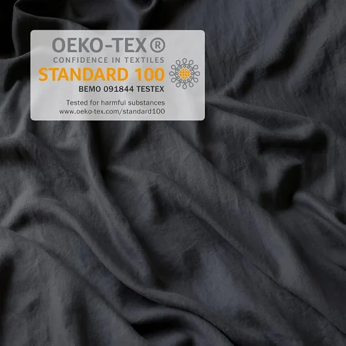 Miniatura 3 de XZ XIFA Juego de sábanas de lino gris oscuro Queen, sábanas de lino orgánico francés de lino 100% lavado, sábanas transpirables y refrescantes