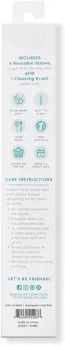 Miniatura 4 de Swig Life Paquete de 6 pajitas de plástico reutilizables con cepillo de limpieza, popotes reutilizables de plástico sin BPA, pajitas coloridas