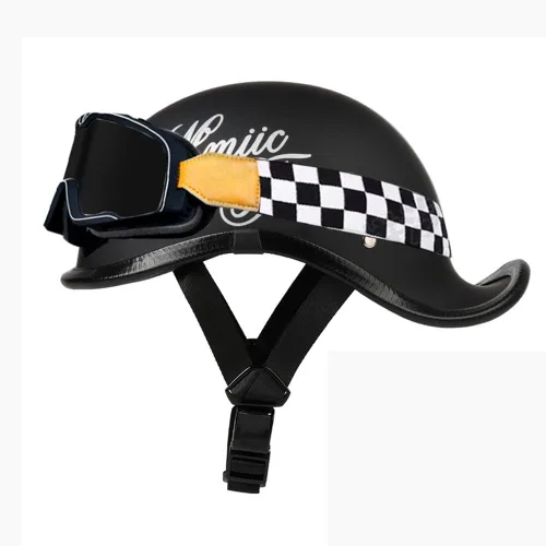Miniatura 9 de Medio casco de motocicleta vintage, aprobado por el DOT, para adultos, casco convertible vintage para scooters, ciclomotores, cascos de motocicleta