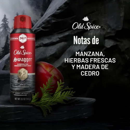 Miniatura 4 de Old Spice Spray corporal sin aluminio para hombres, protección contra olores 24/7, fragancia y frescura duraderas 24/7, aroma de calidad de colonia