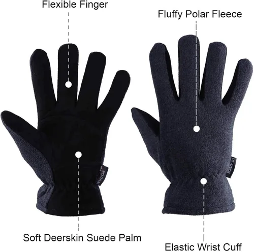 Miniatura 3 de Guantes de invierno para hombres y mujeres -20 F térmicos de piel de ciervo aislados, guantes de trabajo de forro polar cálido Heatlok de algodón