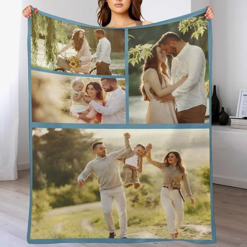 Miniatura 25 de M YESCUSTOM Manta personalizada con imagen y texto, manta personalizada de collage de fotos, mantas de vellón personalizadas para regalo de 1 imagen