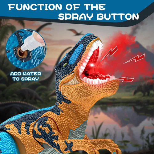 Miniatura 4 de Juguetes grandes de dinosaurio para niños de 3 a 9 años, figura de dinosaurio grande Tyrannosaurus rex, juguete para almacenamiento de vientre, Azul