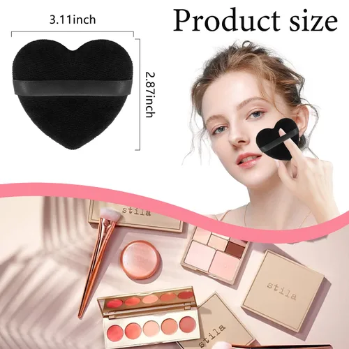 Miniatura 4 de 12 piezas de polvo en forma de corazón, soplo cosmético para cara, lavable, reutilizable, suave, esponja en polvo, esponja de maquillaje