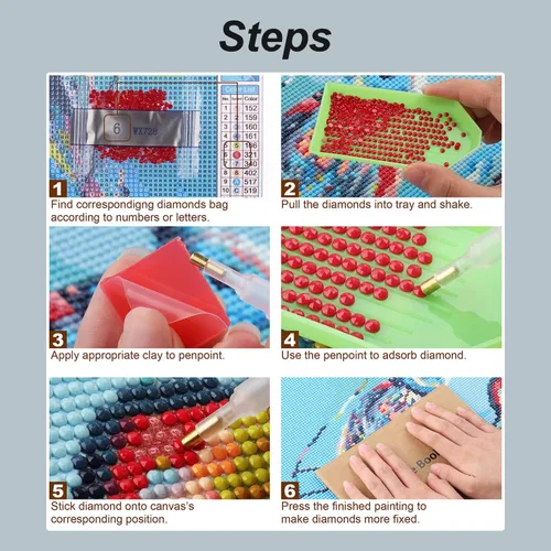 Miniatura 6 de Stalente Kits de pintura de diamantes para adultos, cardenal 5D DIY kits de arte de diamantes para principiantes, pintura de diamante redonda