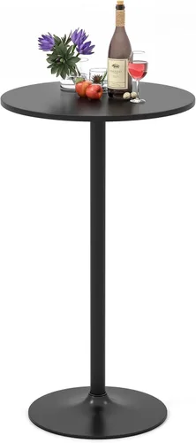 Giantex Mesa de bar dos en uno con poste desmontable, base de metal, parte superior redonda de 24 pulgadas, 40 pulgadas/22 pulgadas de altura Negro