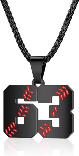 Miniatura 51 de Collar con número de béisbol para niños 00-99, collar con número de camiseta de béisbol de acero inoxidable, colgante personalizado, regalo