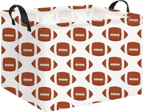 NTAOHAMPER Cesta rectangular de almacenamiento de fútbol vacía, cesta de regalo plegable con asas, caja de juguetes/libros, decoración de habitación