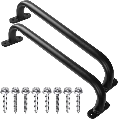 Juego de 2 asas de metal negras para patio de recreo de 17 pulgadas, asas de seguridad para juegos de columpios, accesorios de agarre, barra de mono