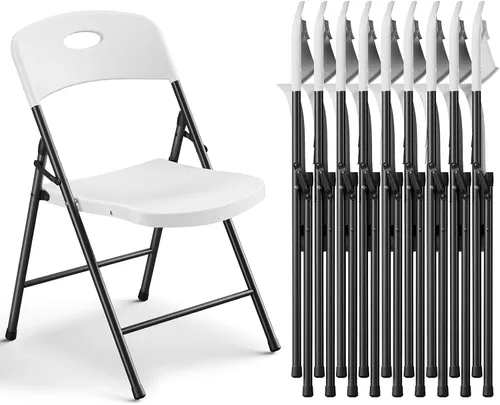 Miniatura 16 de Paquete de 2 sillas plegables, sillas plegables de metal resistente de plástico para exteriores e interiores, portátiles de capacidad de 350 libras
