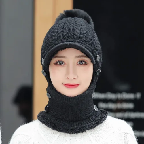 Miniatura 28 de HUAMULAN Gorro de invierno de una pieza para mujer, pasamontañas de forro polar, pasamontañas, máscara facial, bufanda, orejeras, esquí, nieve