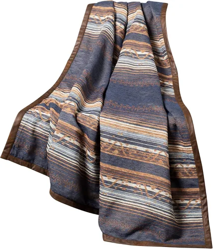 Miniatura 2 de Paseo Road Estes - Manta Western, 50 x 60 pulgadas, manta rústica a rayas, detalles de piel sintética, manta jacquard de felpilla para sofá, cama
