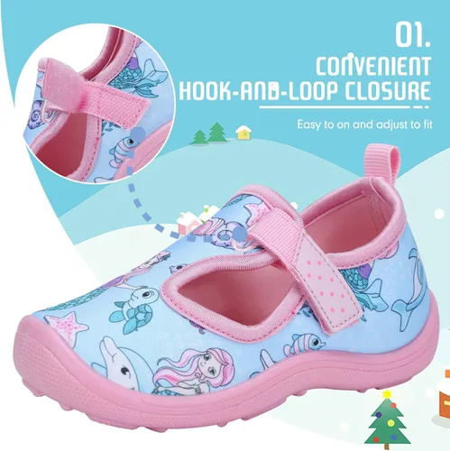 Miniatura 4 de FANTURE Zapatos de agua para niños y niñas, lindas sandalias acuáticas, playa, piscina, parque acuático, tenis acuáticos, para niños pequeños