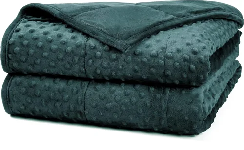 Alomidds Manta con peso (48"x72", 20lbs tamaño Twin - Verde), mantas con peso para adultos, refrescante, transpirable, suave y cómoda Minky, manta A