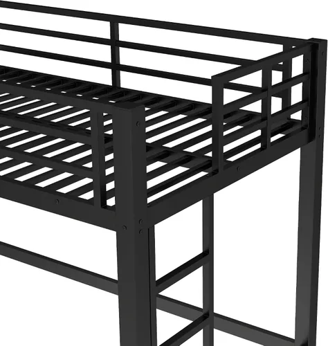 Miniatura 9 de Cama alta individual con escaleras, cama alta de metal individual con tapones antivibraciones y reducción de ruido, cama alta resistente