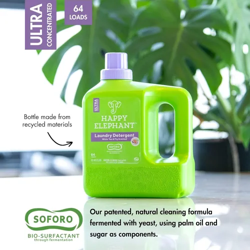 Miniatura 4 de Detergente de lavandería Happy Elephant, aroma a té blanco y higo, ultra concentrado, jabón para lavadora, a base de plantas, removedor de manchas