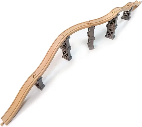 Miniatura 2 de Puentes de tren de madera, puente de viaducto, accesorios de pista de tren de madera, pistas de tren de madera, vías de tren compatibles con todas