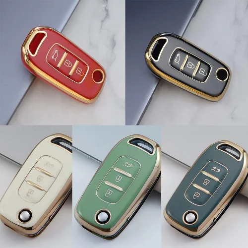 Miniatura 7 de Funda para llavero Renault Kadjar Koleos Sandero Stepway Logan Stepway Logan Logan 2 clio clio 5 Arkana captur TPU plegable 3 botones con llaveros