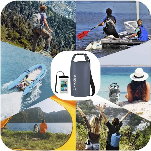 Miniatura 6 de OMGear - Bolsa seca impermeable y bolsa para teléfono, bolsa flotante de 40L/30L/20L/10L/5L para kayak, navegación, actividades al aire libre Gris