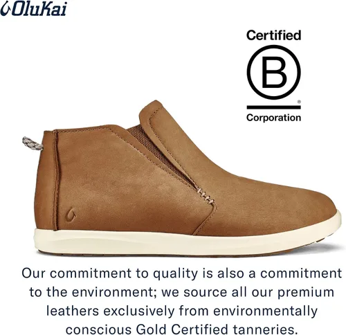 Miniatura 4 de OLUKAI Hawai'iloa Manu Hope - Botines para mujer, suaves y cómodos, impermeables, de cuero de grano completo, paneles elásticos para ajuste
