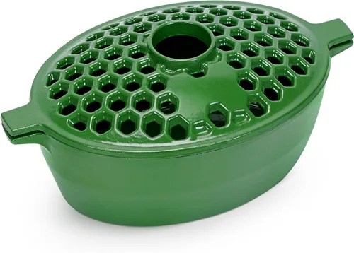 G GOOD GAIN Vaporizador de estufa de leña, humidificador de estufa de hierro fundido con parte superior de apertura grande | Olla ovalada para Verde