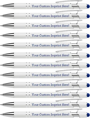 Miniatura 11 de ExpressDesigns™ - Bolígrafos personalizados de alta calidad con lápiz óptico Blanco hermoso Bolígrafos personalizados con nombre impreso