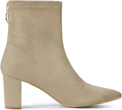 Miniatura 7 de Allegra K Botines de tacón grueso con cremallera y punta puntiaguda para mujer