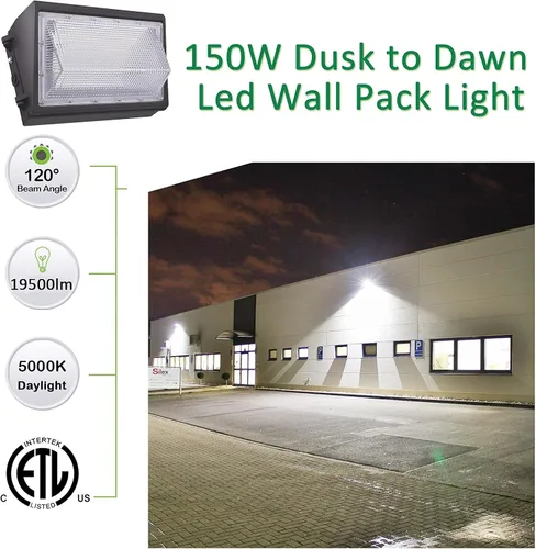 Miniatura 2 de Paquete de luz LED de pared con fotocélulas del atardecer al amanecer, 150 W, 19500 lúmenes, 5000 K, entrada AC100-277 V, equivalente a 900 W