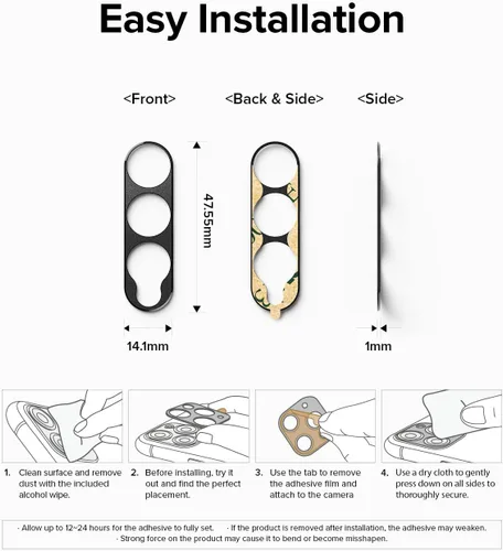 Miniatura 8 de Ringke Protector de lente de cámara compatible con Samsung Galaxy Z Fold 3, marco de aluminio, resistente cubierta protectora - negro