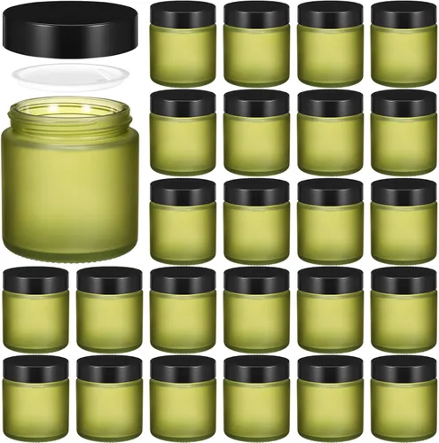 Norme 24 Frascos de Vidrio de 4 oz con Tapas Herméticos Redondos a Prueba de Fugas Vacíos para Cosméticos con Forros Internos en la Tapa para Verde