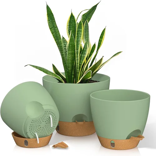 Miniatura 12 de 8/7/6.5/6/5.5/5 Inch Self Watering Pots for Indoor Outdoor Plants, Set of 6 Large Plastic Planters with Visual Water Window, Drainage Holes &