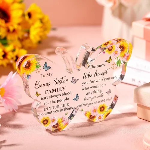Miniatura 2 de Barydat Regalo adicional para hermana de hermana, hermano, marido, esposa en cumpleaños, mariposa, girasol, amigos, familia, mamá, decoración
