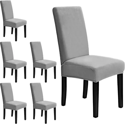 Miniatura 20 de MOSAYT Juego de 2 fundas elásticas de terciopelo para sillas de comedor, fundas suaves con tela extraíble gruesa para sillas Parsons, protectores