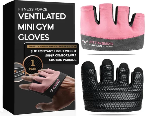 FITNESS FORCE Workout Gloves for Men & Women Partial Weight Lifting Non-Slip Gym Gloves, Lifting Grip for Calluses Guard Fingerless Exercise Gloves