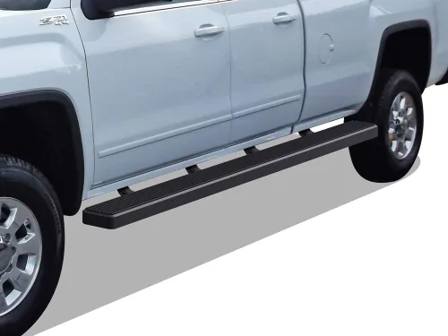 Miniatura 28 de APS - Estribos iBoard para Chevrolet con cabina extendida de 2 puertas completas + 2 puertas de apertura inversa, 4 pulgadas, Aluminio negro