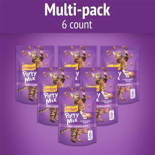 Miniatura 2 de Purina Friskies - Golosinas para gatos, mezcla de salsa crujiente sabor a pavo y salsa (paquete de 6) bolsas de 6 onzas
