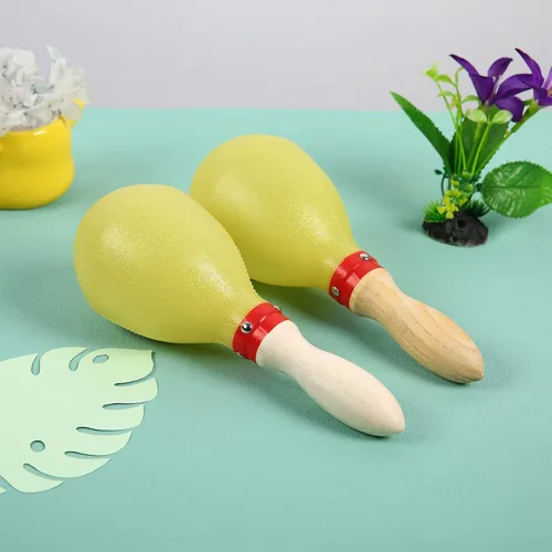 Miniatura 6 de Maracas, tamaño grande de 10 pulgadas, sonajero agitador de rumba, instrumento musical de percusión manual para adultos y niños, amarillo, juego de 2