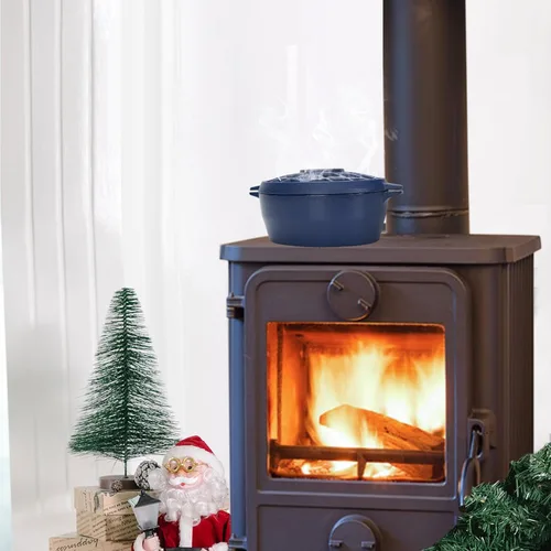 Miniatura 2 de G Good Gain Vaporizador de estufa de leña, humidificador de chimenea, humidificador de hierro fundido para estufa, acabado azul mate, resistente a