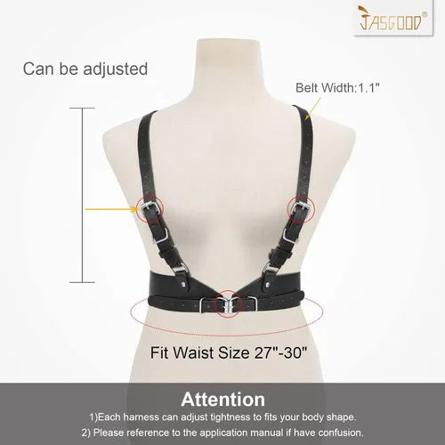 Miniatura 4 de JASGOOD Cinturón punk de piel sintética para mujer, cinturón ajustable con círculo gótico para fiesta