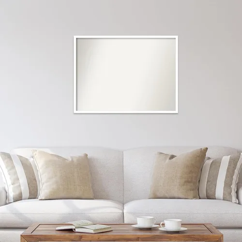 Miniatura 338 de Amanti Art Espejo de baño blanco para sobre el fregadero, 32 x 45 pulgadas, espejo de tocador rectangular blanco esbelto, marco de madera moderno