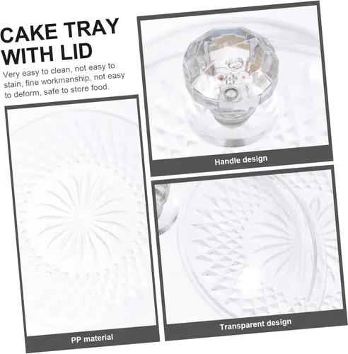 Miniatura 4 de UPKOCH Soporte transparente para tartas de polipropileno con tapa, tapa de cúpula, 12 "x 12