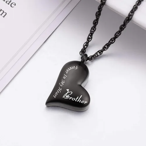 Miniatura 4 de XIUDA Collar con colgante de urna para cenizas "Forever in My Heart", collar de joyería de acero inoxidable para papá, mamá, esposo, esposa