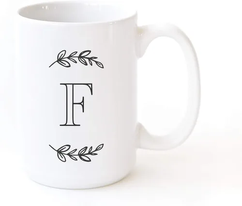 Miniatura 28 de The Cotton & Canvas Co. Manhattan Wreath - Taza de café personalizada con monograma inicial con letra A, taza de café de cerámica de porcelana. Para