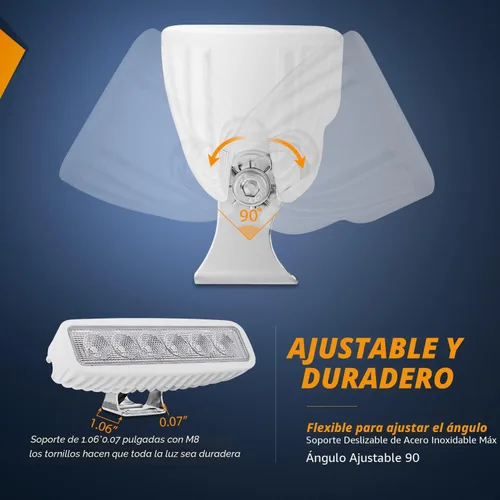 Miniatura 5 de Nilight Barra de luz LED marina, 2 unidades, 18 W, blanco, 150°, haz de inundación, ponton, barco, cubierta, luces de muelle, IP67, impermeable