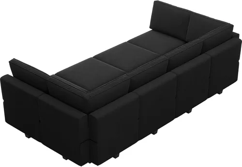Miniatura 9 de Belffin Sofá Seccional Modular con Chaises de Almacenamiento Sofá Cama Seccional de 8 Asientos Negro