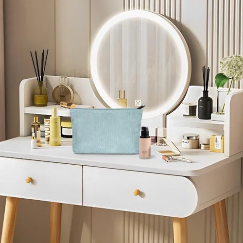 Miniatura 5 de Etercycle Bolsa de maquillaje de pana, bolsa de cosméticos, organizador de bolsas de cosméticos, bolsa de almacenamiento, bolsa de maquillaje Azul