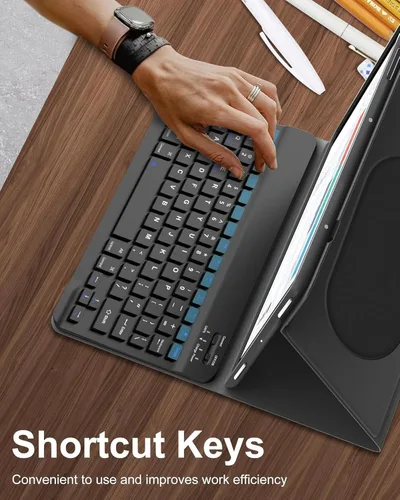 Miniatura 5 de Funda de teclado para tableta Android Samsung Galaxy Tab A9 de 8.7 pulgadas SM-X110/X115/X117 Cubierta trasera a prueba de golpes Funda de Negro